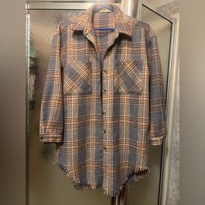Plaid Button-Up Shirt Jacket